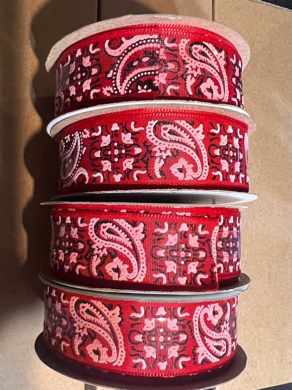Red bandanna ribbon- 4 Spools